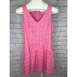 Anthropologie Esley Dress Pink Eyelet Sun Dress Size SMALL